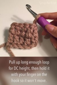 How to make faux (no chain) double crochet by Tying An End