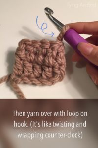 How to make faux (no chain) double crochet by Tying An End