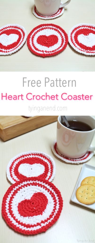 heart crochet coaster