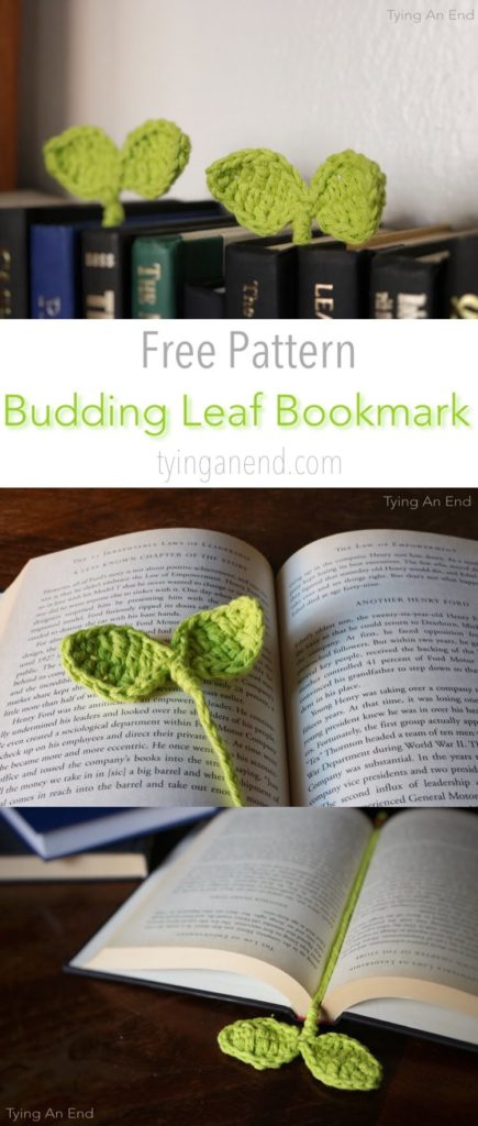 [Free Crochet Pattern] Cute little leaves to guide your reading! Budding Leaf Bookmark by Tying An End