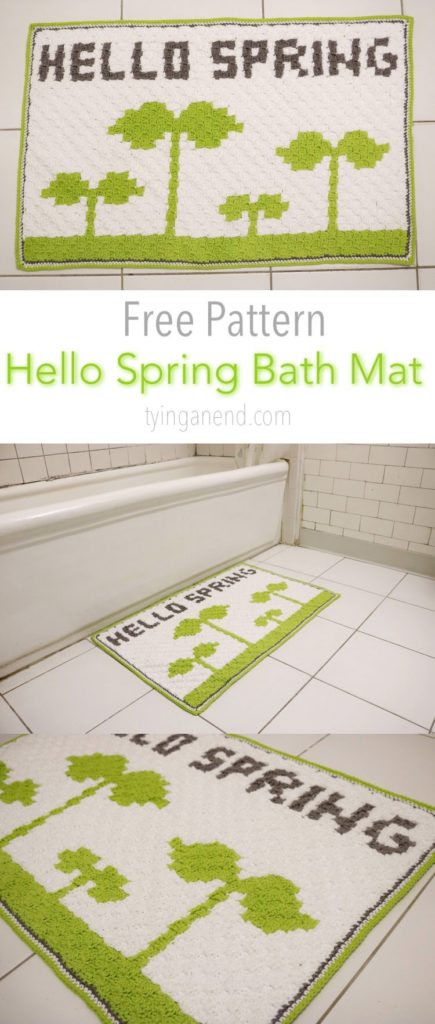 [Free Crochet Pattern] We were all waiting for beautiful spring weather to come after long cold winter. Warm yourself up from both inside and outside with this cute bath mat! Hello Spring Bath Mat by Tying An End