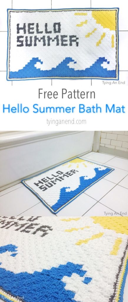 [Free Crochet Pattern] Summer is still here! Small reminder from your bathroom! Hello Summer Bath Mat by Tying An End