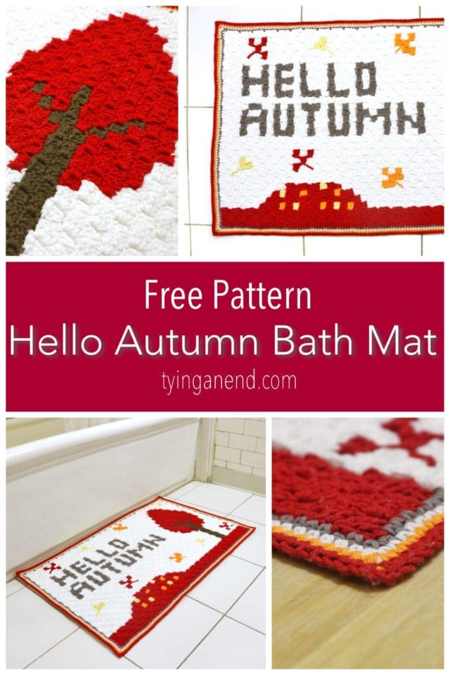 [Free Crochet Pattern] If autumn is your favorite weather, this would be perfect project! Even if there's no window or poor view of outside from your bathroom, you still can feel autumn! Hello Autumn Bath Mat by Tying An End