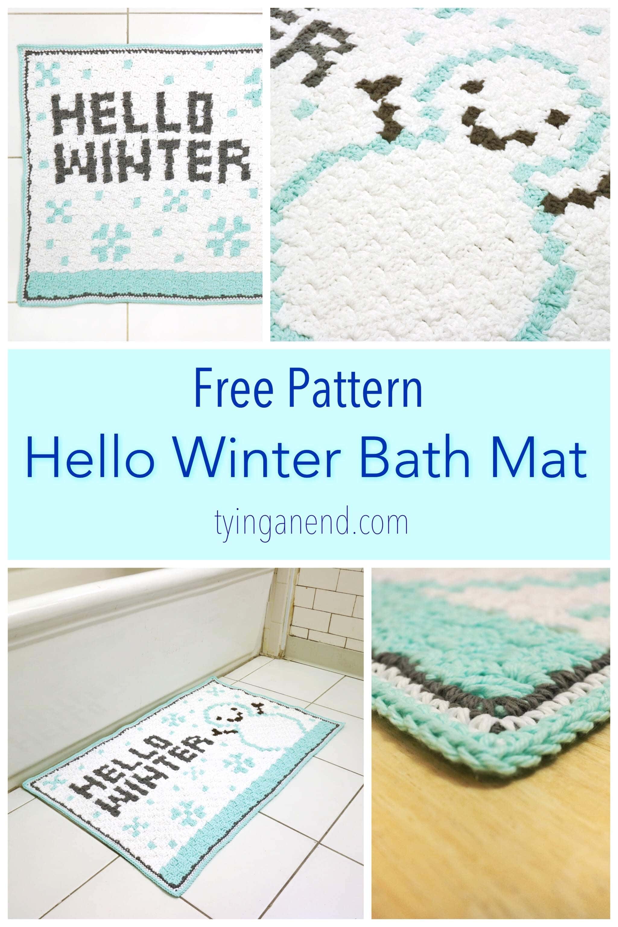 Hello Winter Bath Mat C2C free crochet pattern -Tying An End