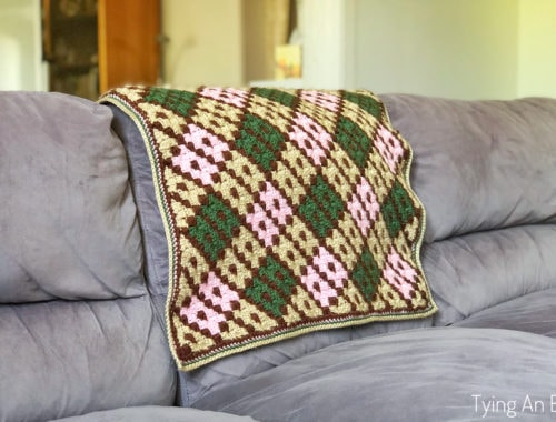 crochet argyle lap throw