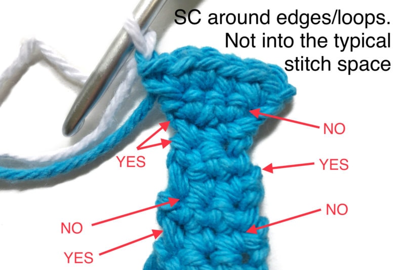 photo instruction on where to make stitches around a tie