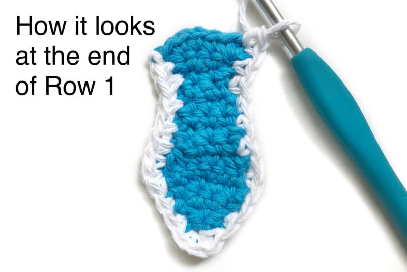 how it looks after crochet around a tie